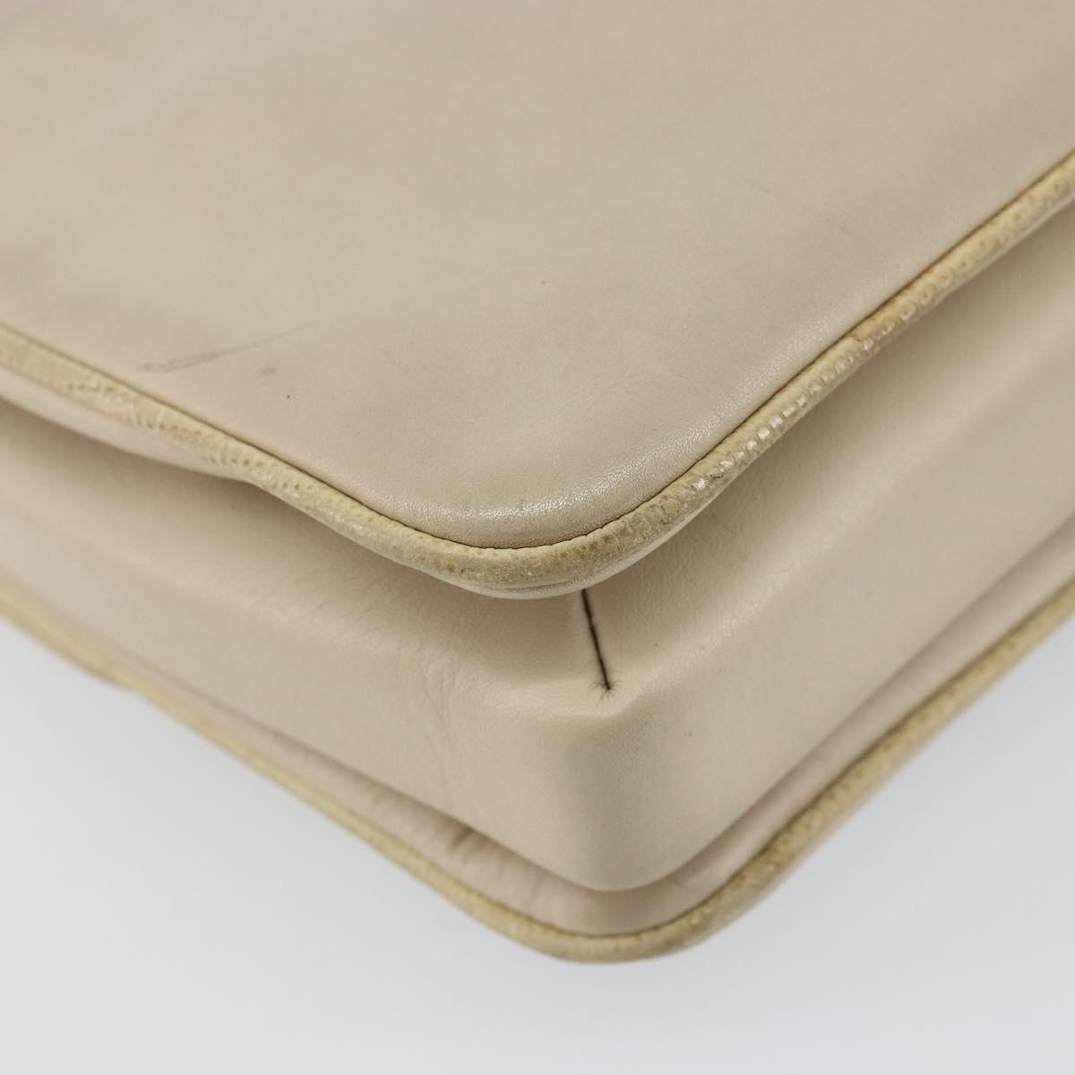 CELINE Shoulder Bag Leather Beige Gold Auth 142806