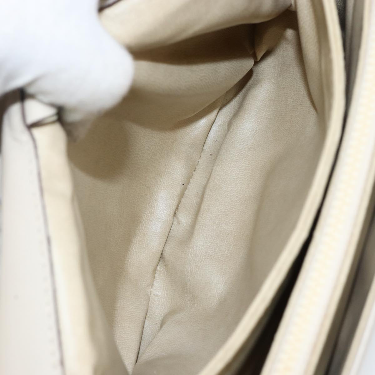 CELINE Shoulder Bag Leather Beige Gold Auth 142806