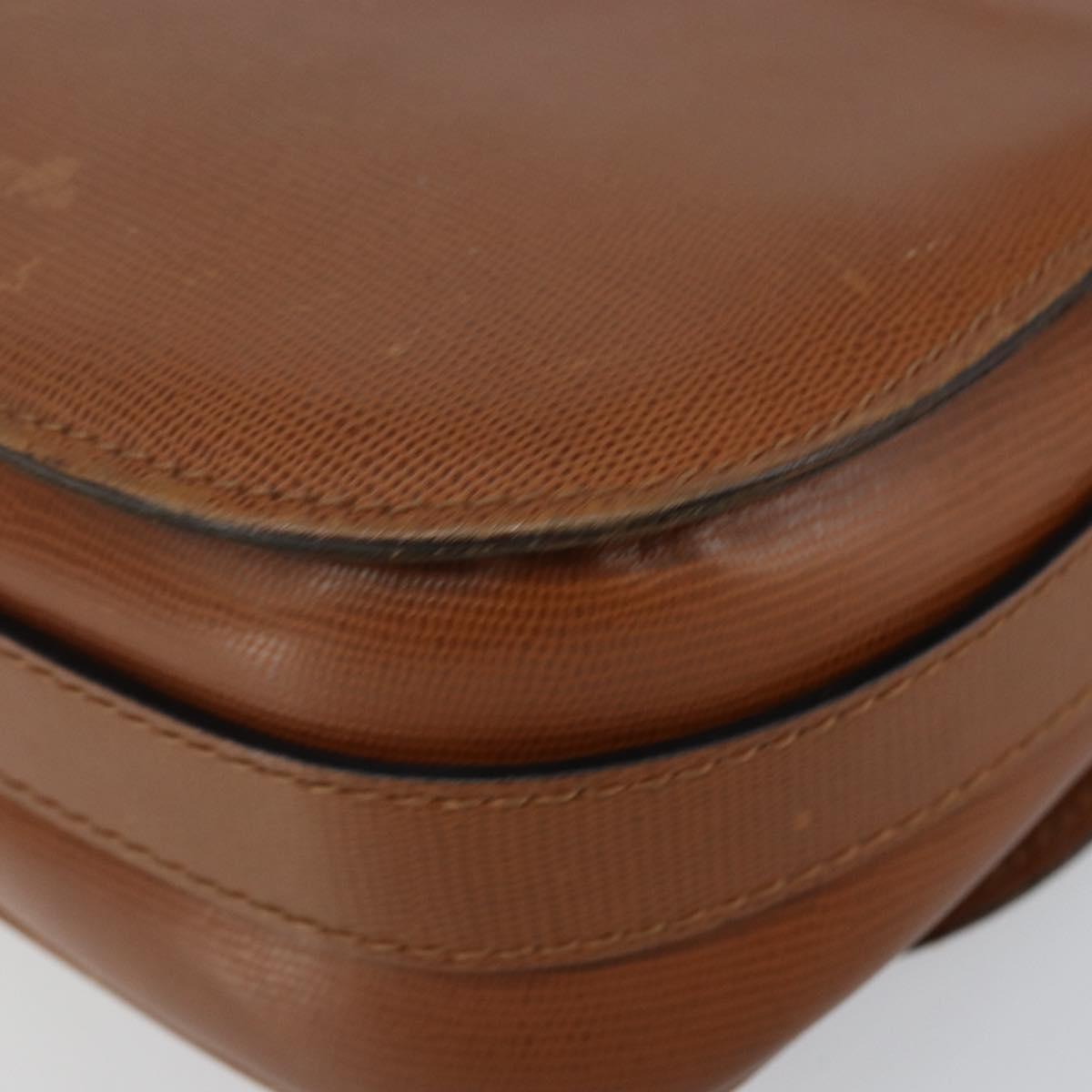 CELINE Shoulder Bag Leather Brown Gold Auth 142807