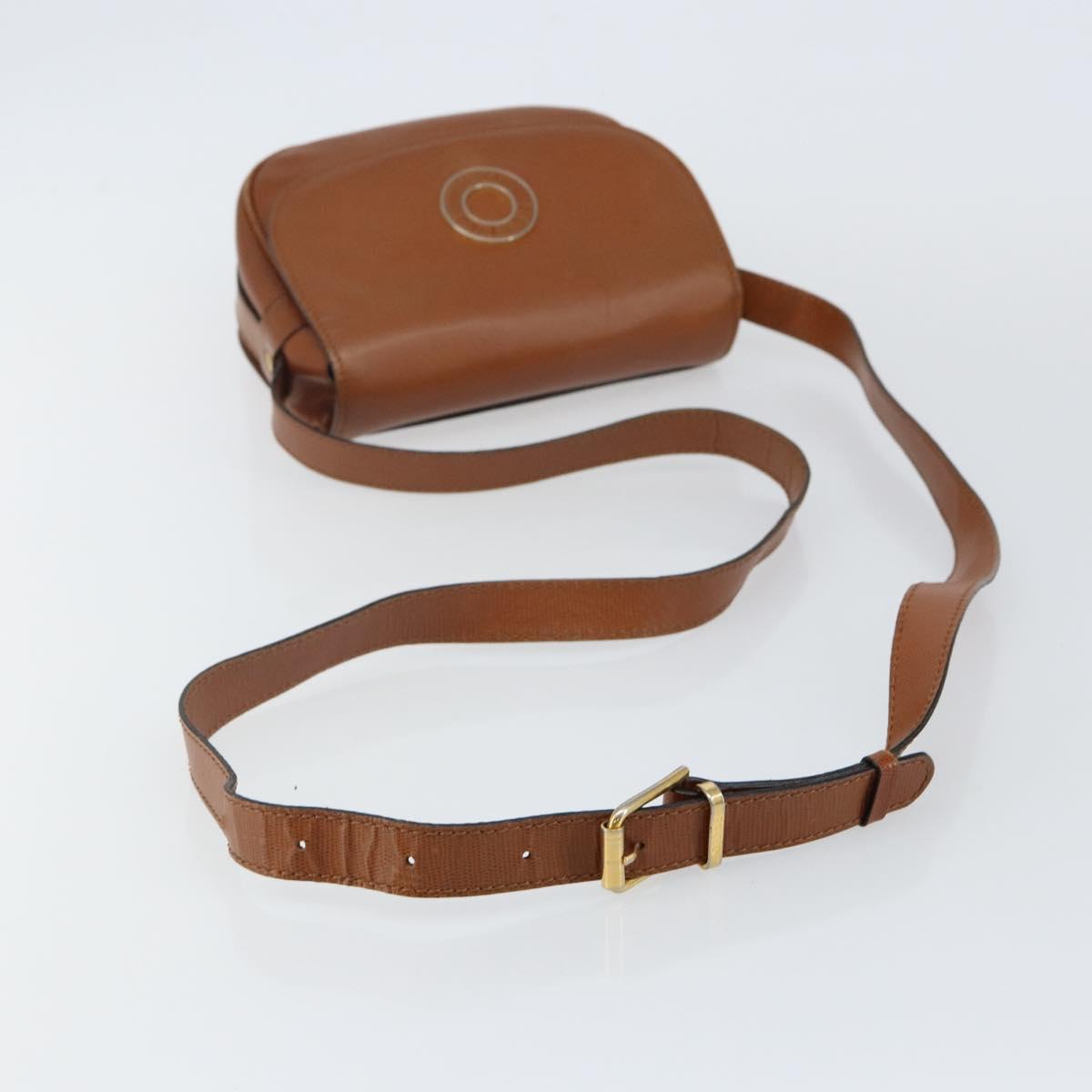 CELINE Shoulder Bag Leather Brown Gold Auth 142807