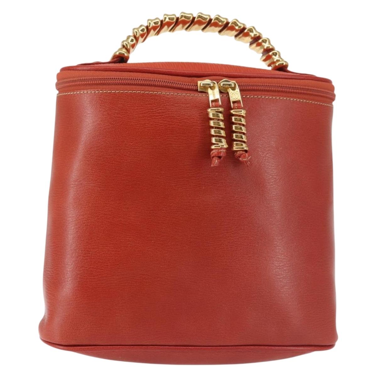 LOEWE Velazquez Hand Bag Leather Red Gold Auth 142809