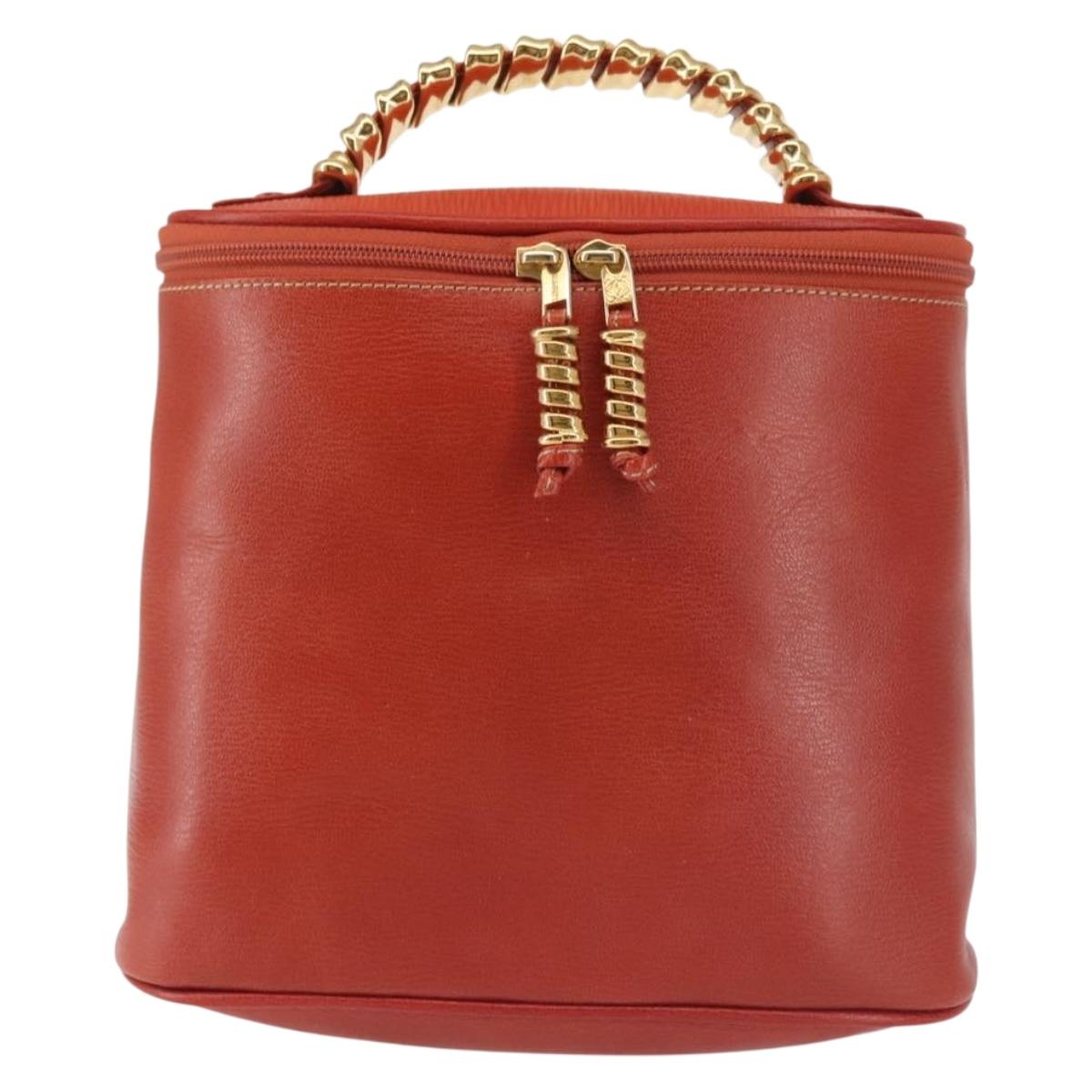 LOEWE Velazquez Hand Bag Leather Red Gold Auth 142809