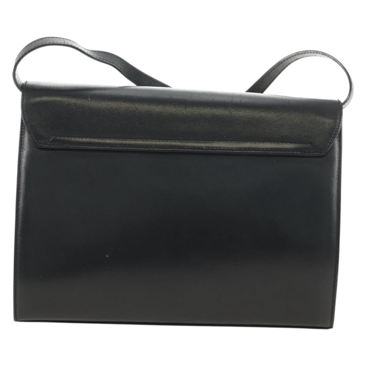 Salvatore Ferragamo Gancini Shoulder Bag Leather Black Gold Auth 142822