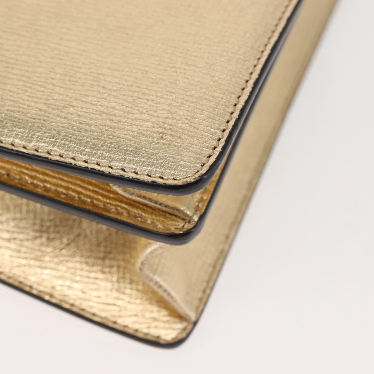 Salvatore Ferragamo Gancini Chain Shoulder Bag Leather Gold Auth 142823