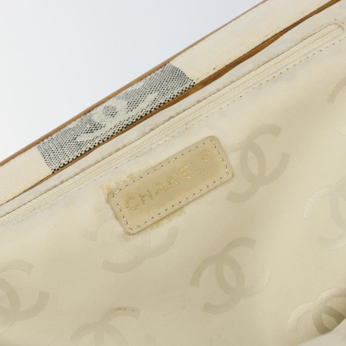 CHANEL Tote Bag Canvas Ivory Gold CC Auth 142826