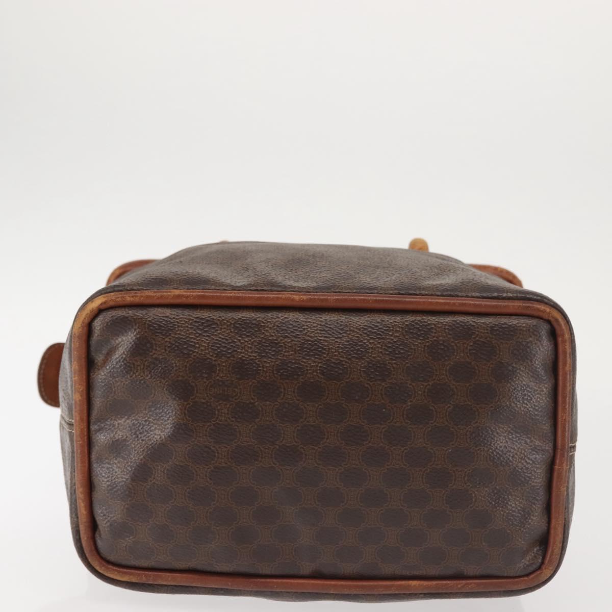 CELINE Macadam Canvas Hand Bag PVC Leather Brown Gold Auth 142839