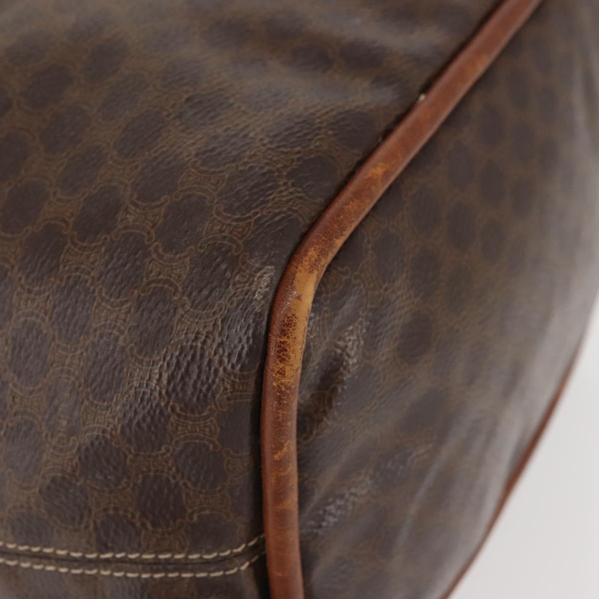 CELINE Macadam Canvas Hand Bag PVC Leather Brown Gold Auth 142839