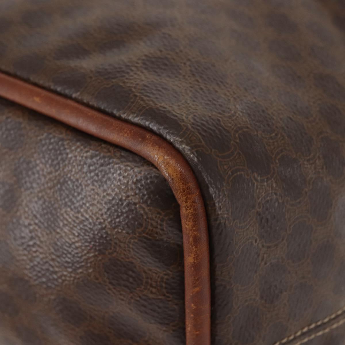 CELINE Macadam Canvas Hand Bag PVC Leather Brown Gold Auth 142839