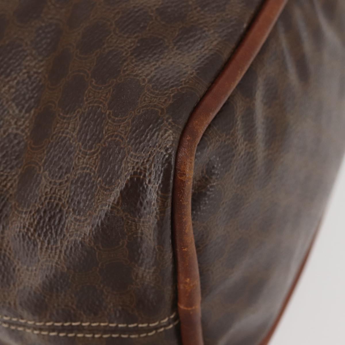 CELINE Macadam Canvas Hand Bag PVC Leather Brown Gold Auth 142839