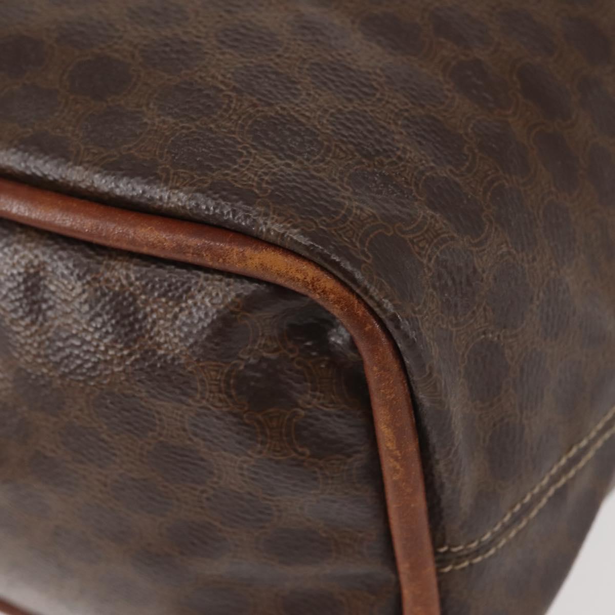 CELINE Macadam Canvas Hand Bag PVC Leather Brown Gold Auth 142839
