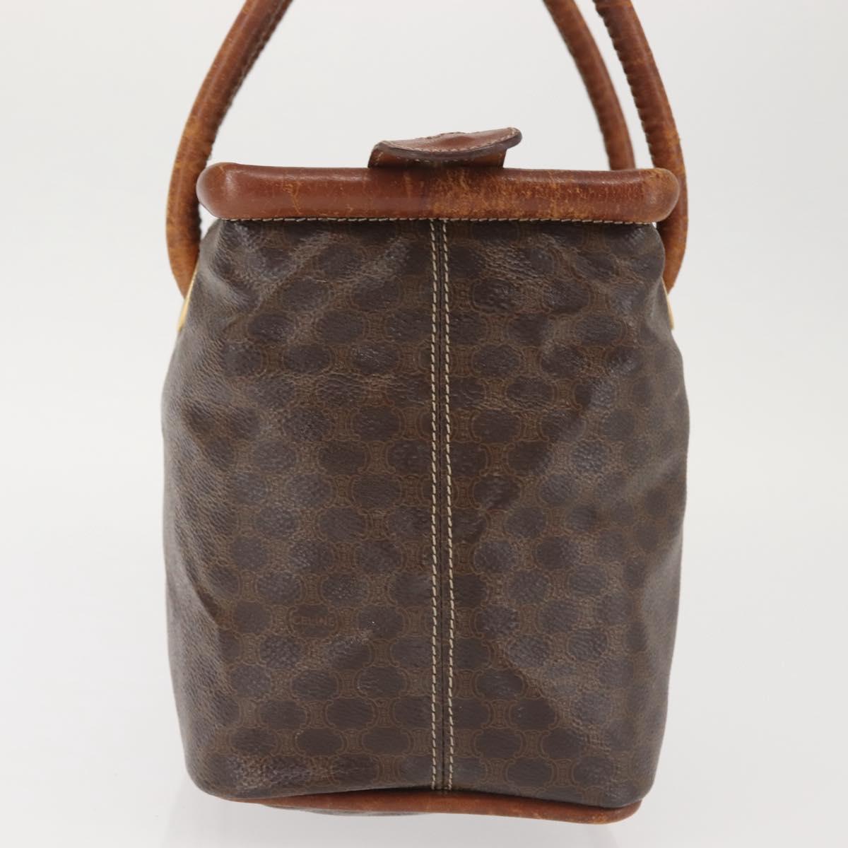 CELINE Macadam Canvas Hand Bag PVC Leather Brown Gold Auth 142839