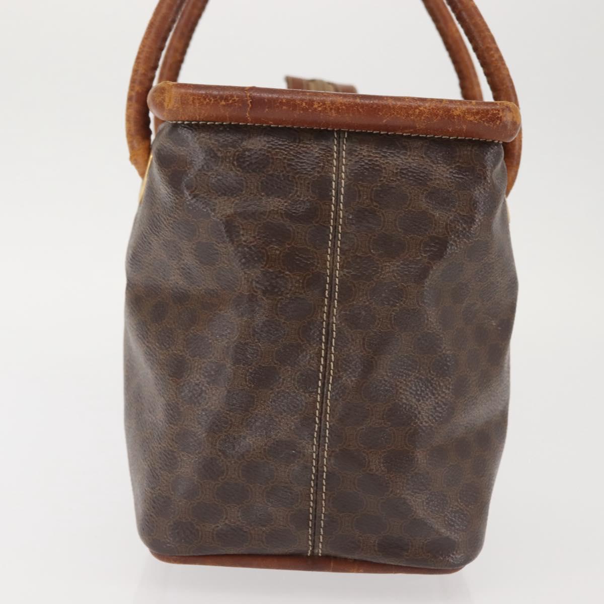 CELINE Macadam Canvas Hand Bag PVC Leather Brown Gold Auth 142839