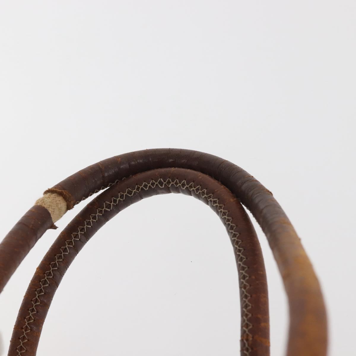 CELINE Macadam Canvas Hand Bag PVC Leather Brown Gold Auth 142839