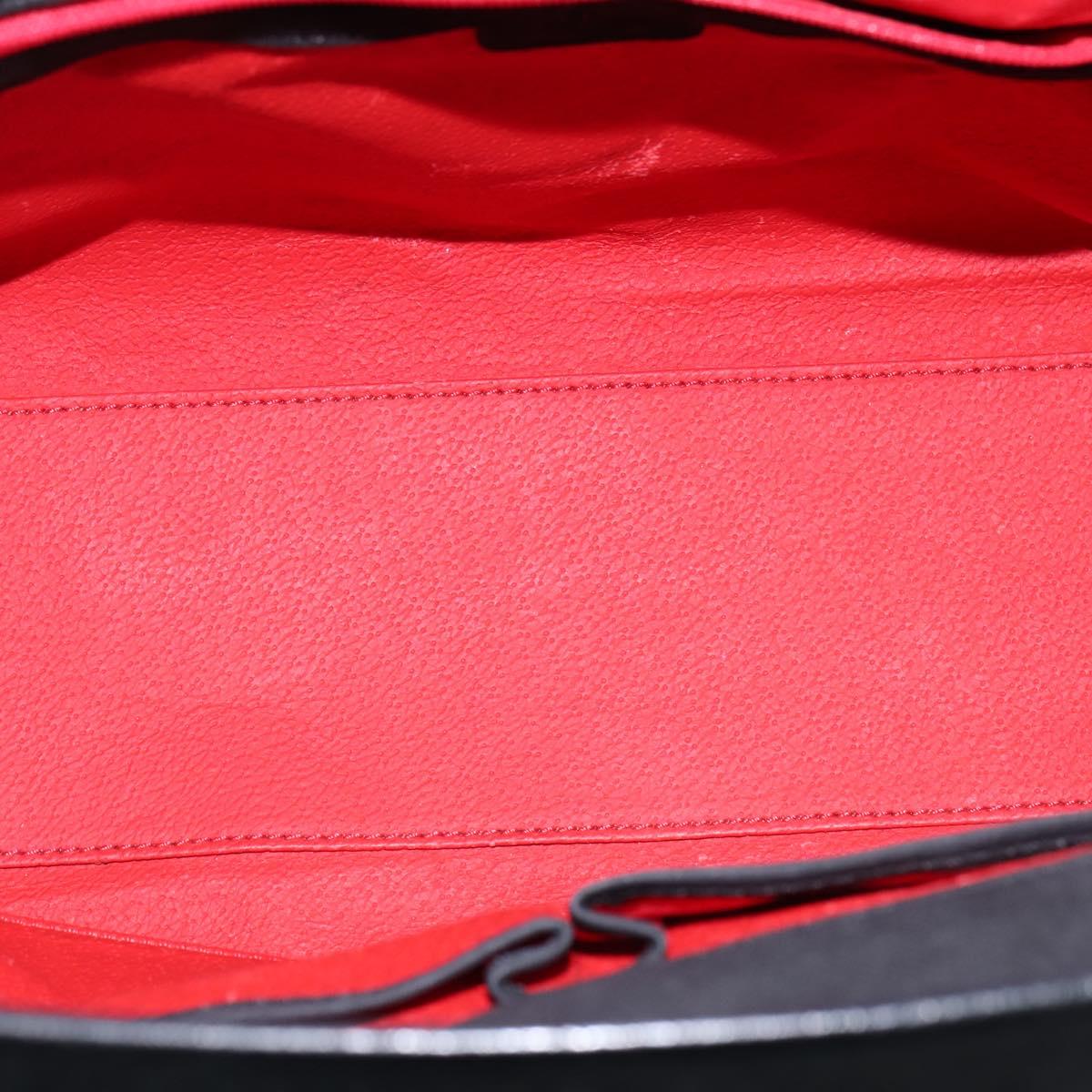 CELINE Hand Bag Leather 2way Black Gold Auth 142840