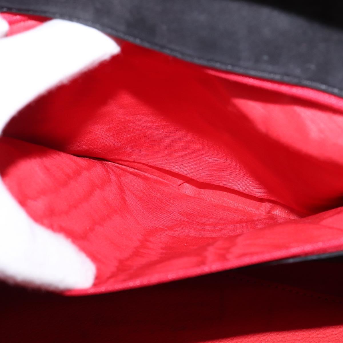 CELINE Hand Bag Leather 2way Black Gold Auth 142840