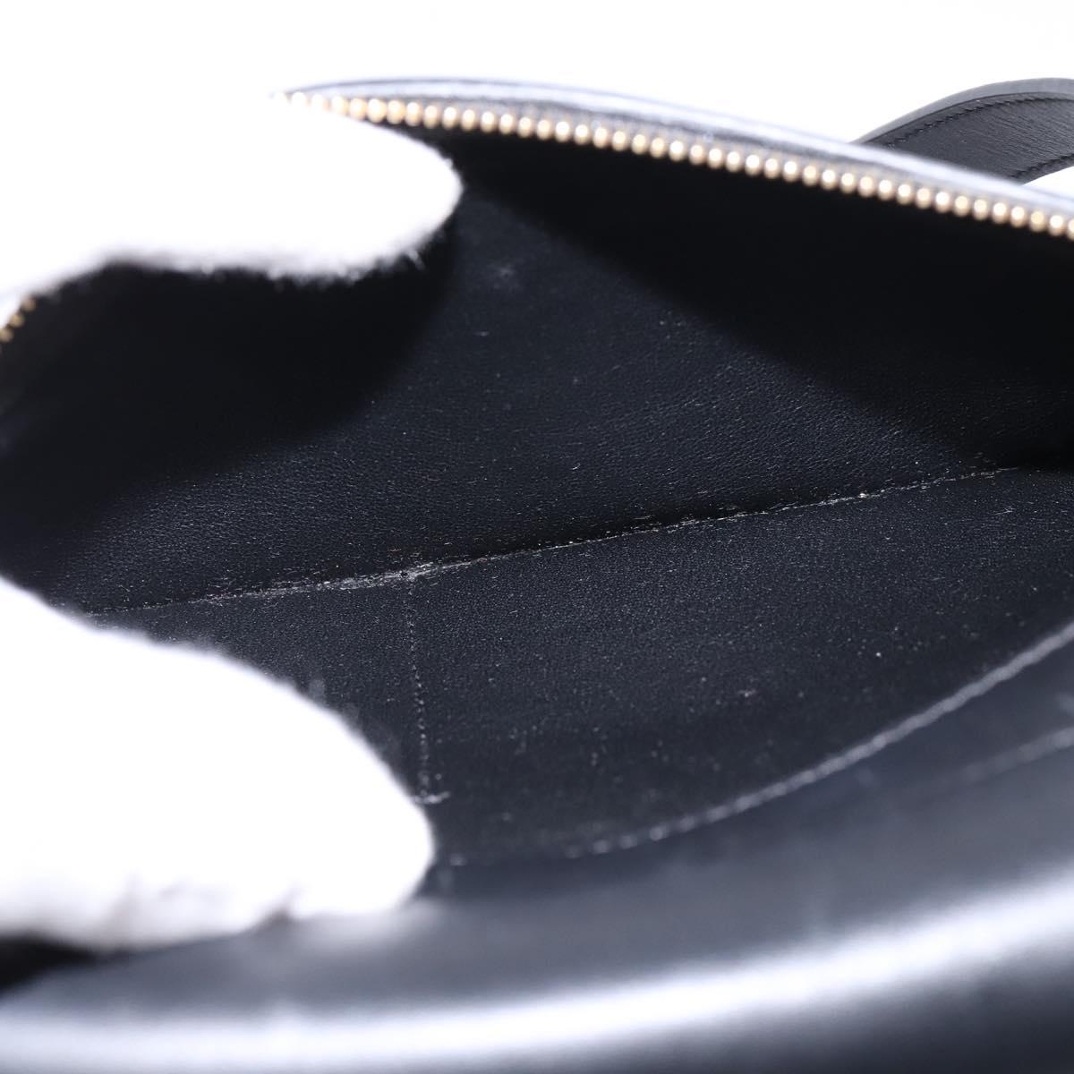 CELINE Trapeze Hand Bag Leather Canvas 2way Beige Black Orange Auth 142841