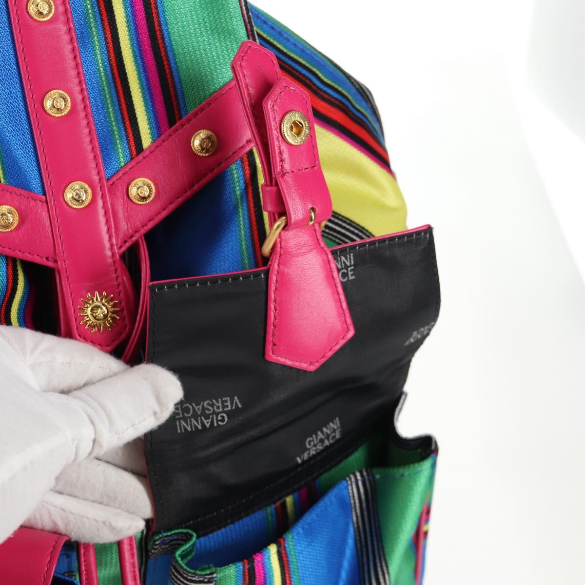 Gianni Versace Backpack Canvas Multicolor Gold Auth 142845V