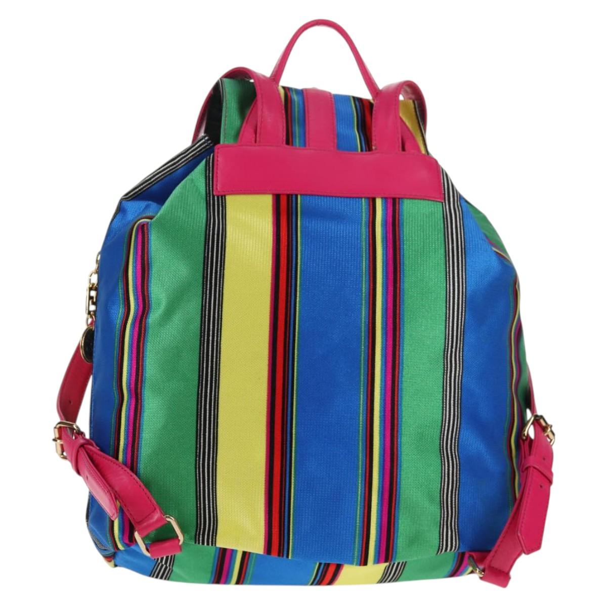 Gianni Versace Backpack Canvas Multicolor Gold Auth 142845V