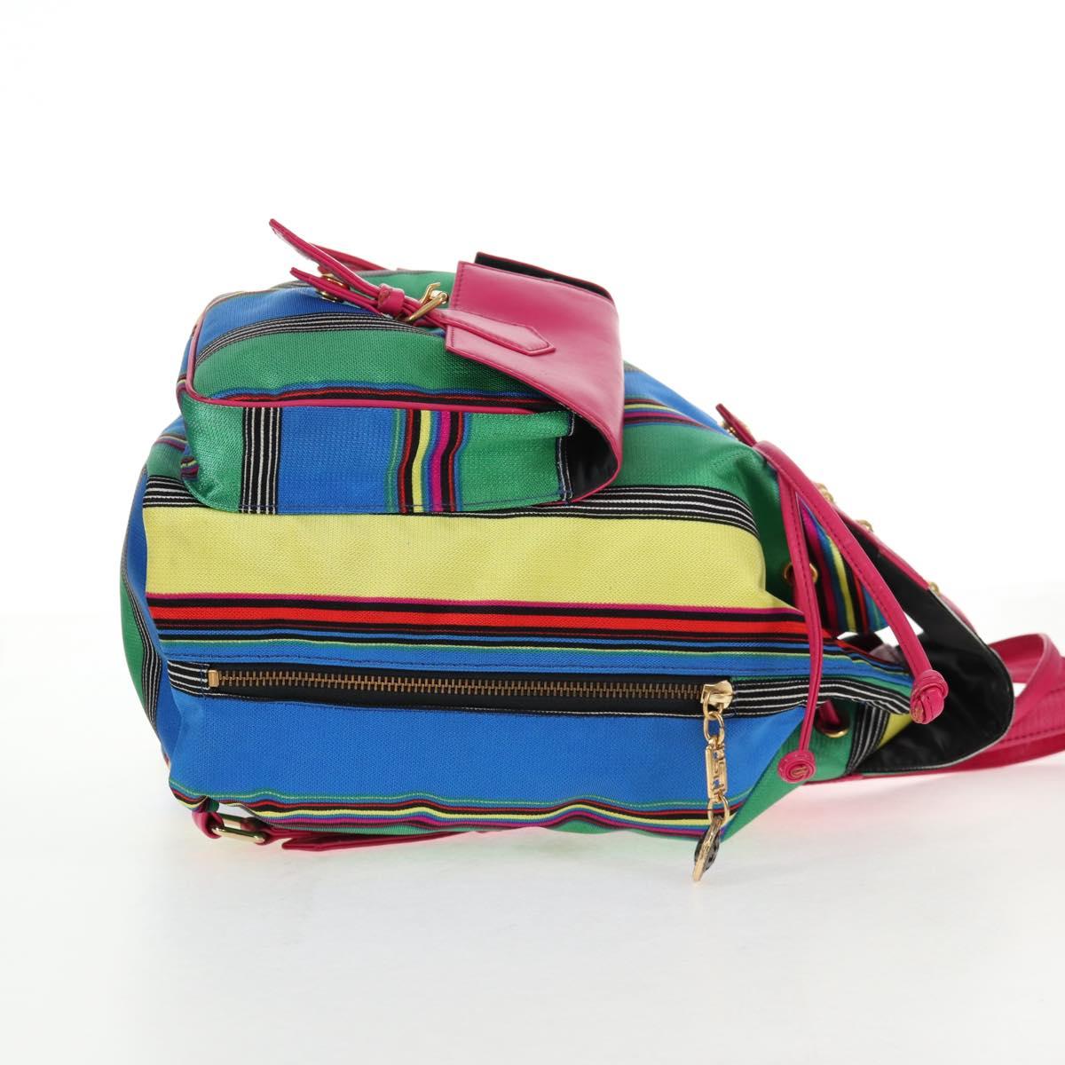 Gianni Versace Backpack Canvas Multicolor Gold Auth 142845V