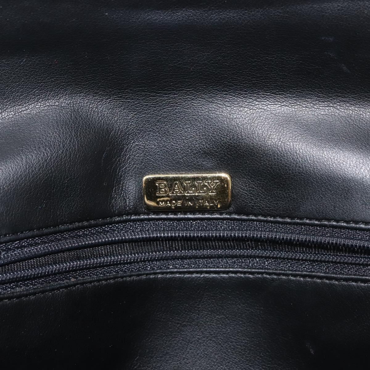 BALLY Double Flap Chain Shoulder Bag Leather Black Gold Auth 142846