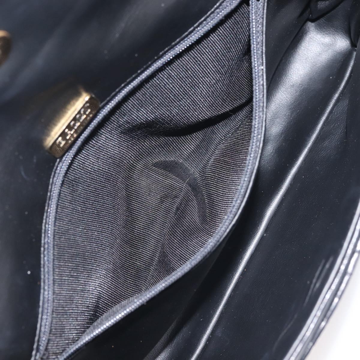 BALLY Double Flap Chain Shoulder Bag Leather Black Gold Auth 142846