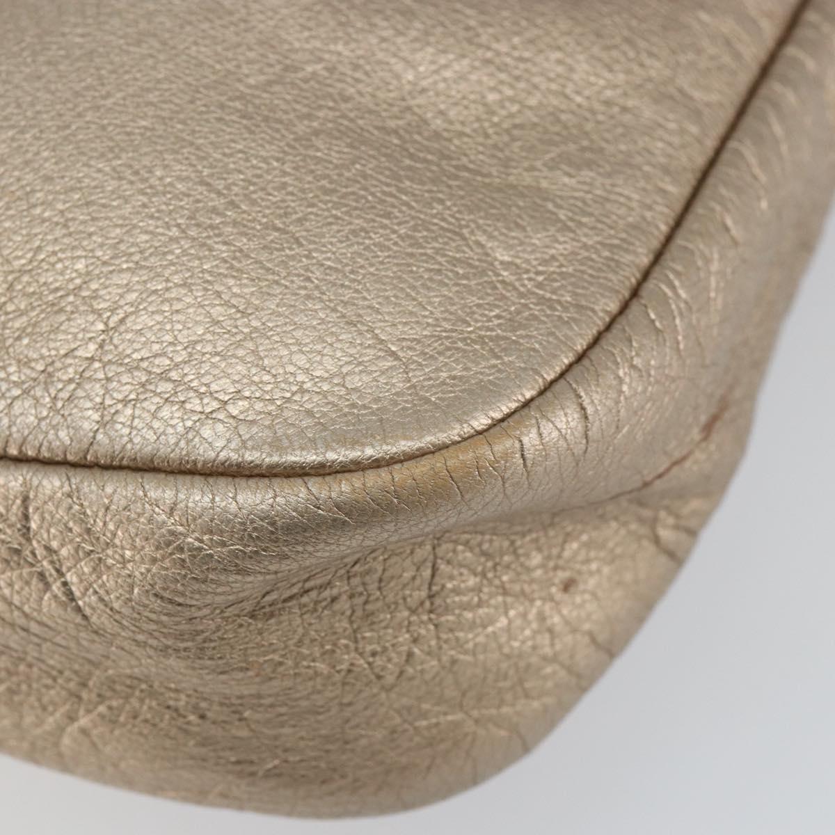 Salvatore Ferragamo Vala Shoulder Bag Leather Beige Gold Auth 142849