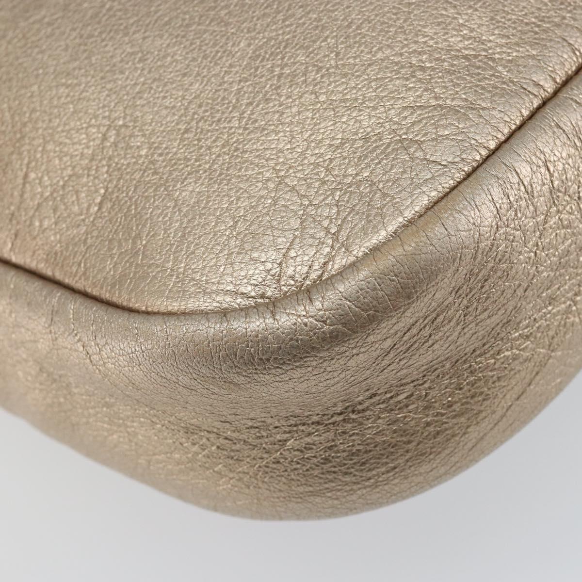 Salvatore Ferragamo Vala Shoulder Bag Leather Beige Gold Auth 142849