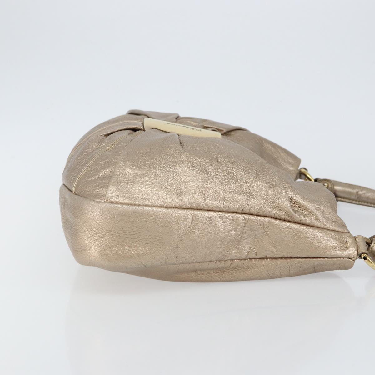 Salvatore Ferragamo Vala Shoulder Bag Leather Beige Gold Auth 142849