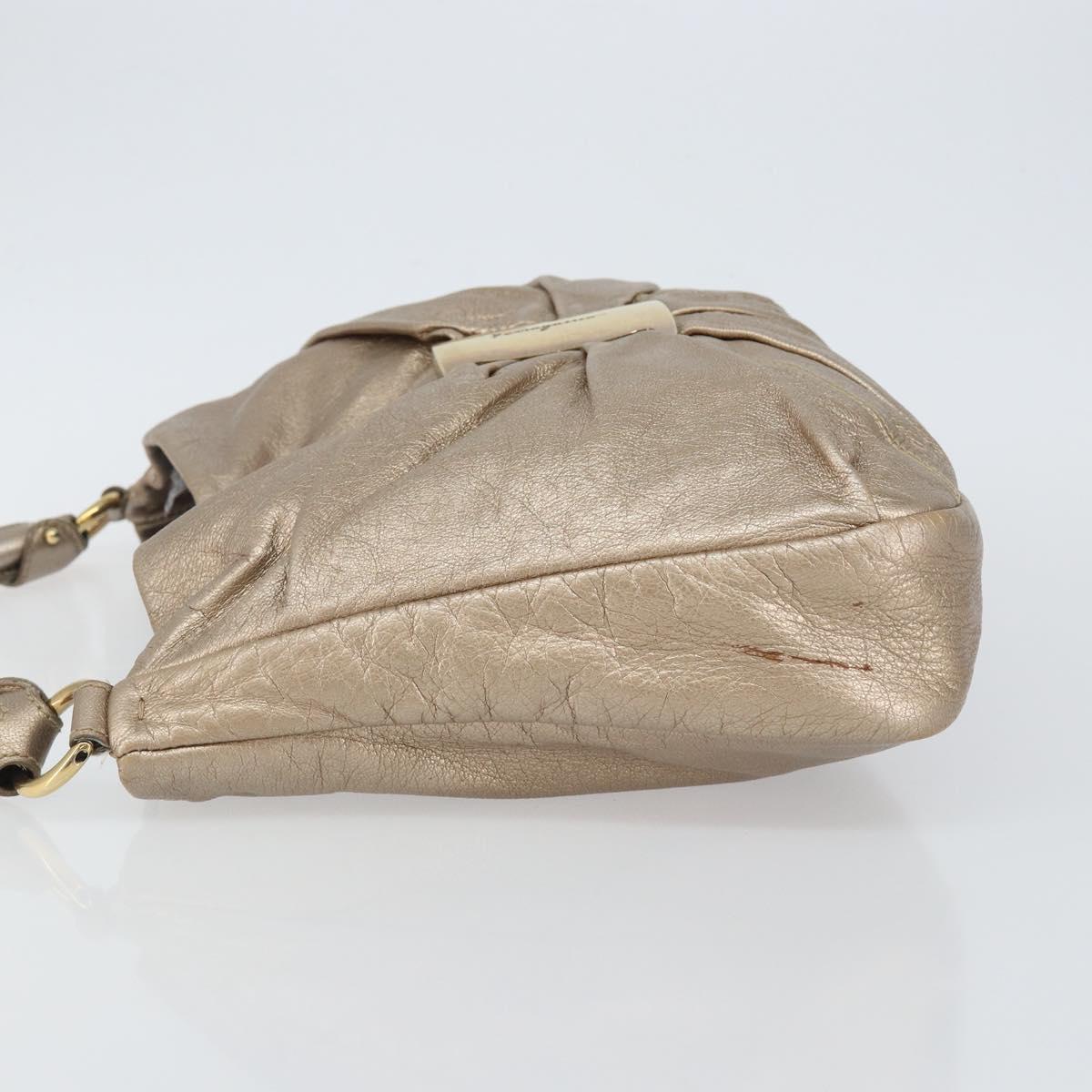 Salvatore Ferragamo Vala Shoulder Bag Leather Beige Gold Auth 142849