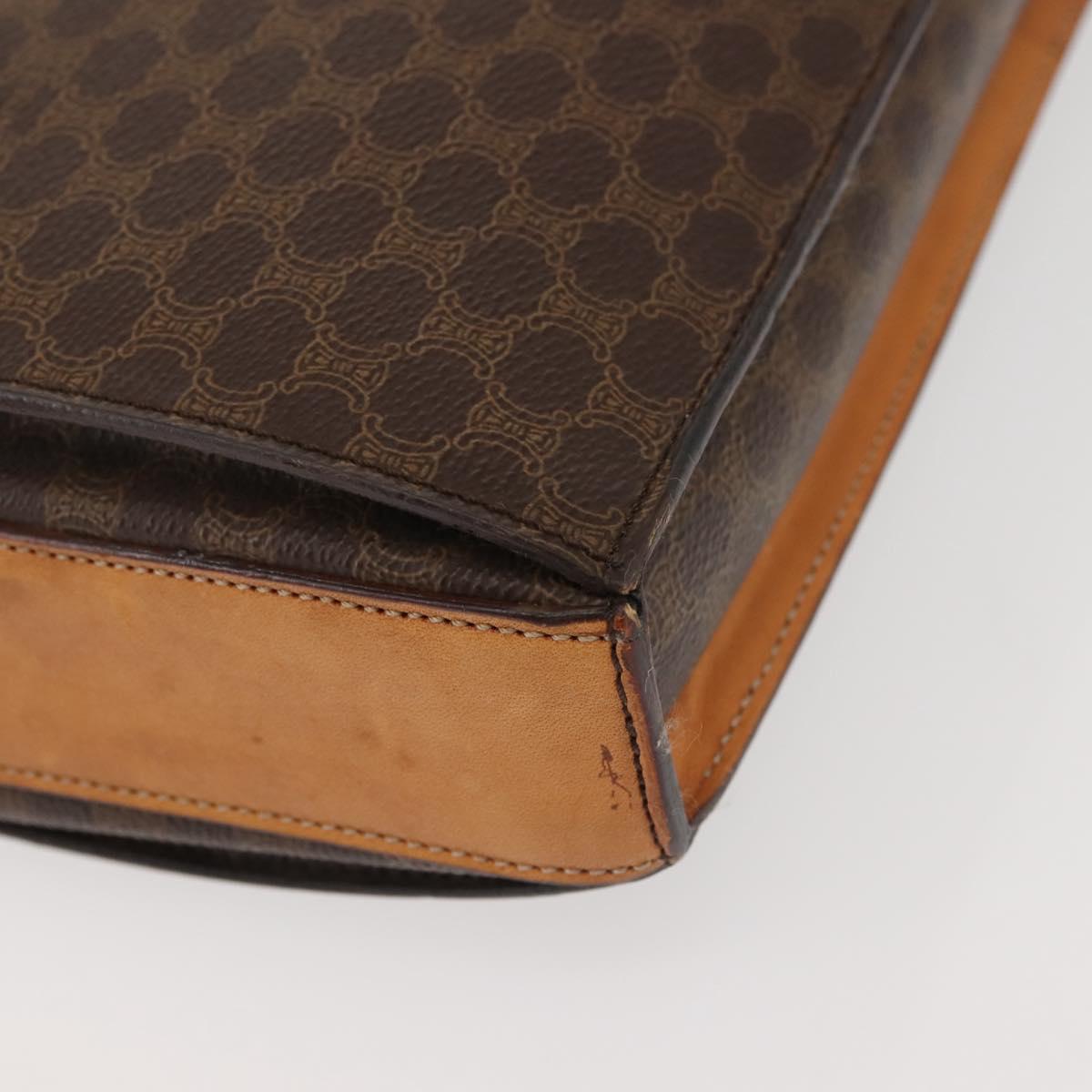 CELINE Macadam Canvas Hand Bag PVC Leather Brown Gold Auth 142852