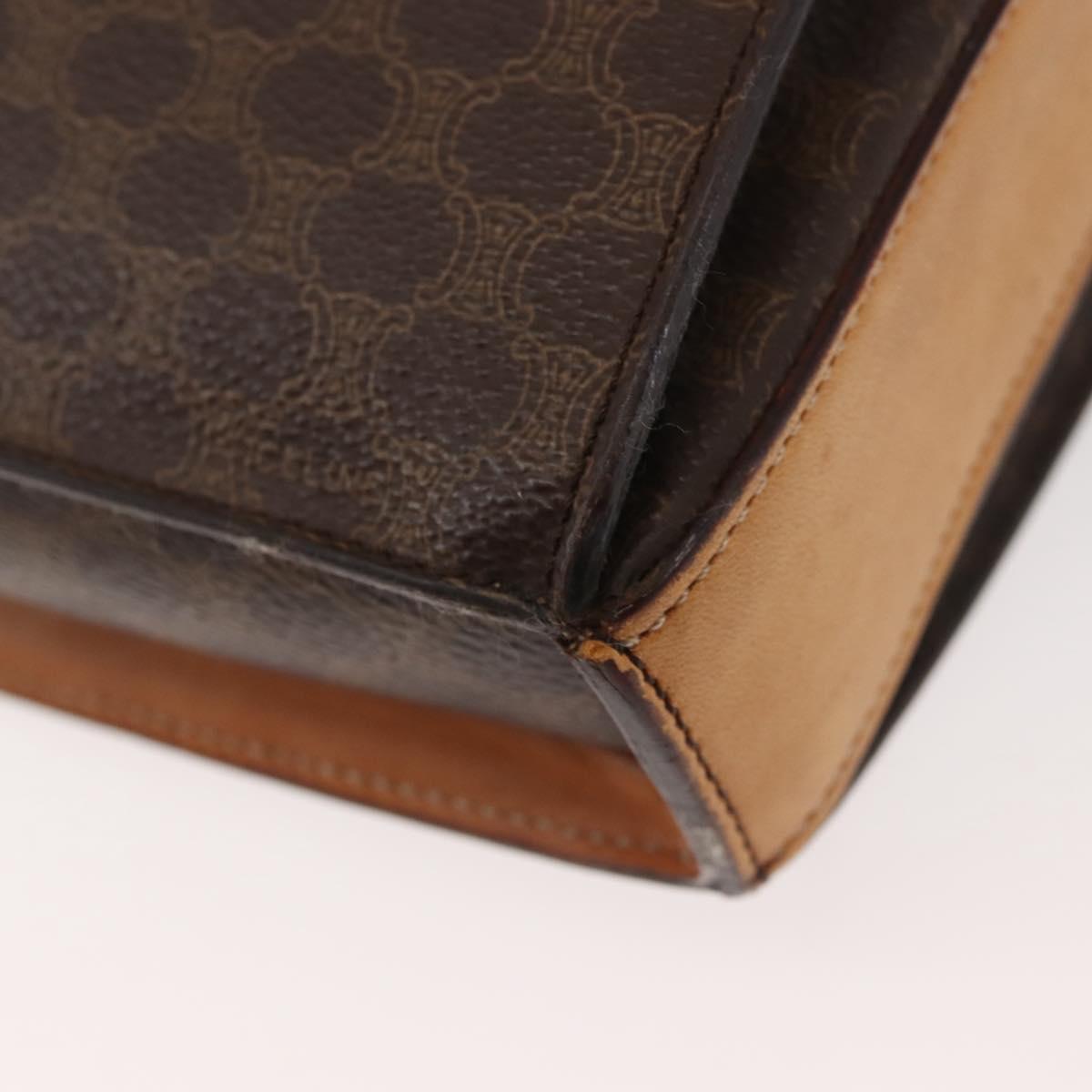 CELINE Macadam Canvas Hand Bag PVC Leather Brown Gold Auth 142852