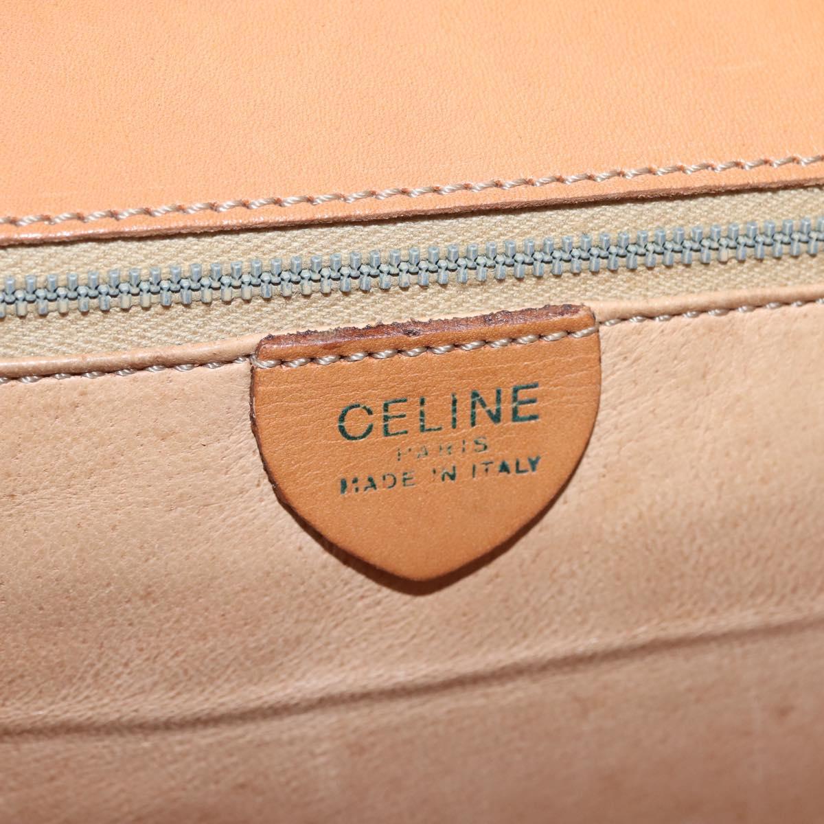 CELINE Macadam Canvas Hand Bag PVC Leather Brown Gold Auth 142852