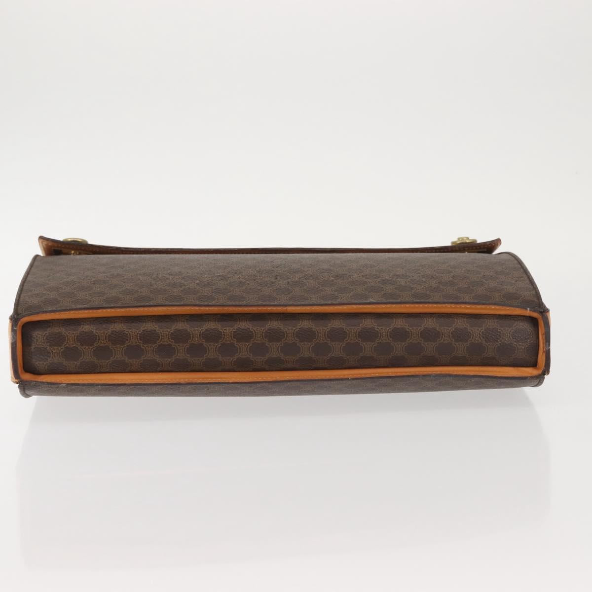 CELINE Macadam Canvas Hand Bag PVC Leather Brown Gold Auth 142852