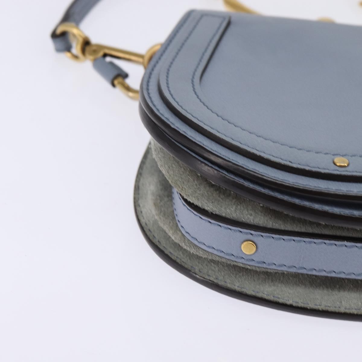 Chloe Nile Hand Bag Leather 2way Light Blue Gold Auth 142867