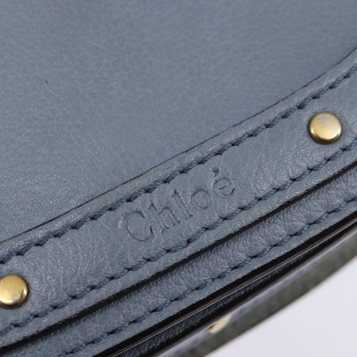 Chloe Nile Hand Bag Leather 2way Light Blue Gold Auth 142867