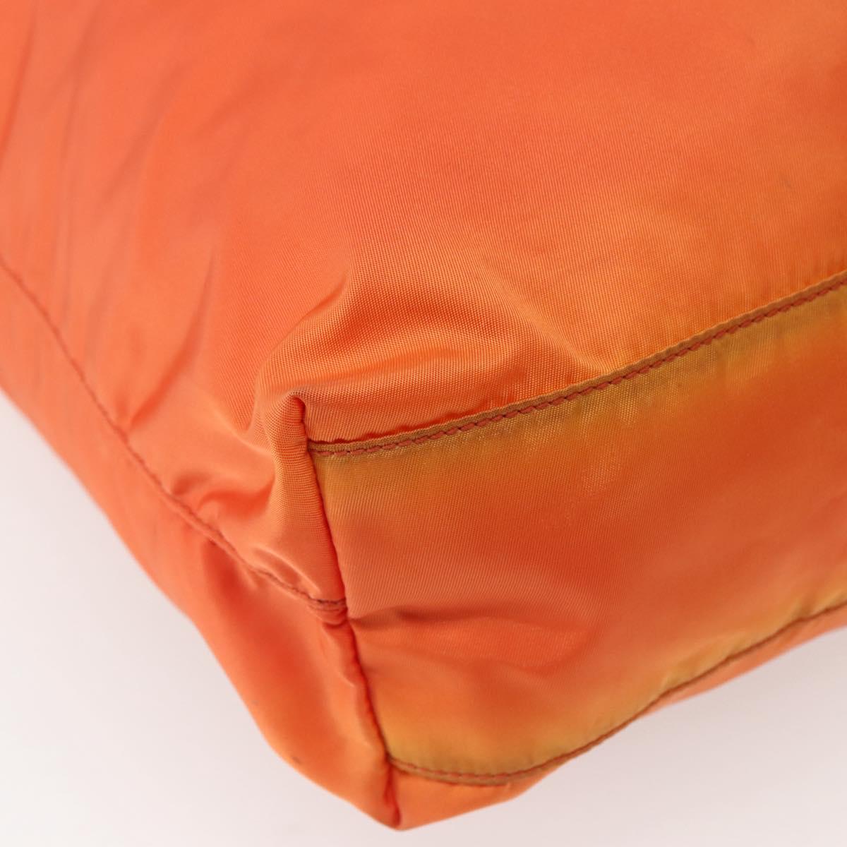 PRADA Tote Bag Nylon Orange Silver Auth 142868