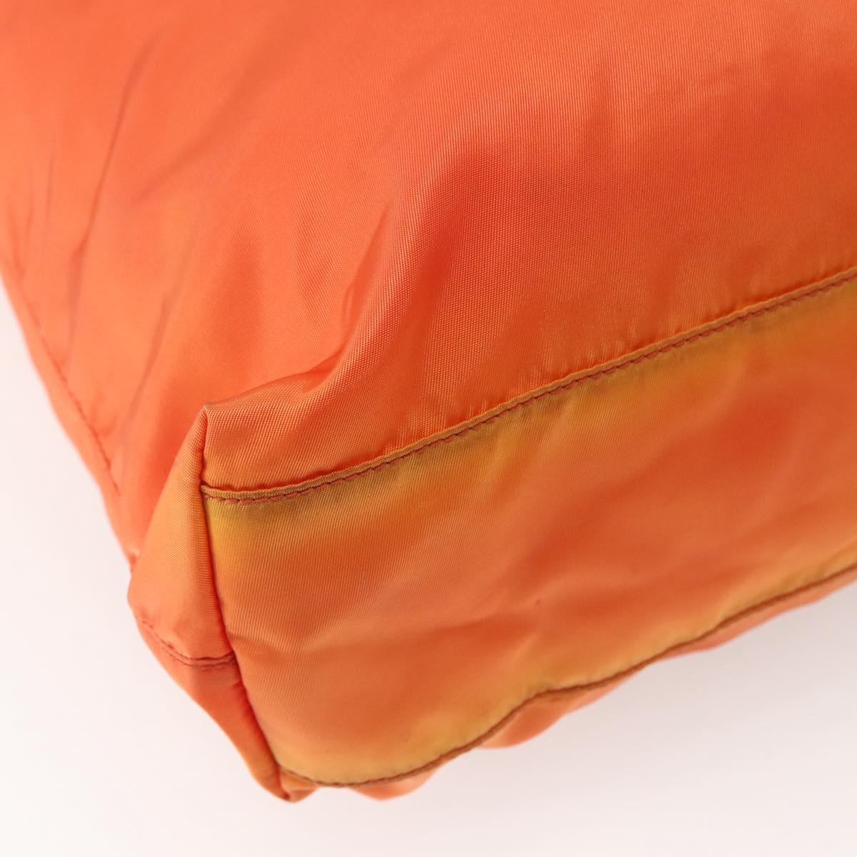 PRADA Tote Bag Nylon Orange Silver Auth 142868