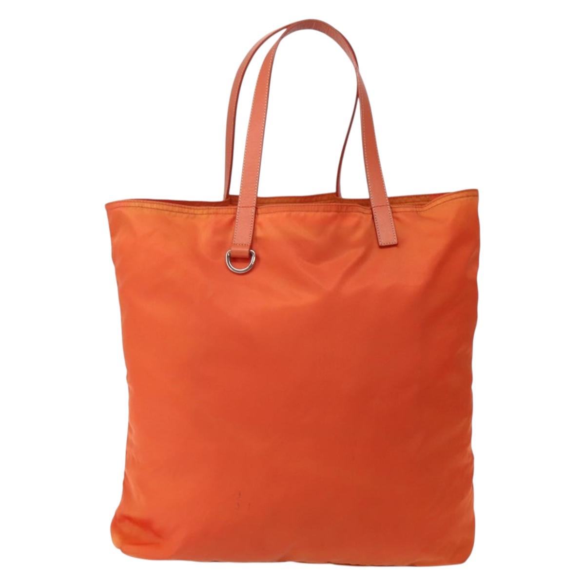 PRADA Tote Bag Nylon Orange Silver Auth 142868