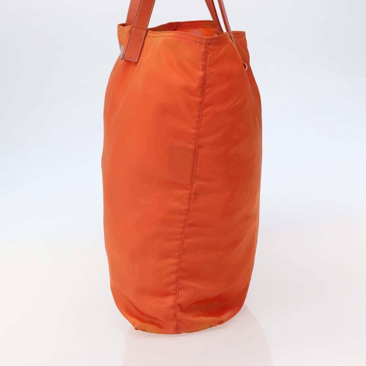 PRADA Tote Bag Nylon Orange Silver Auth 142868