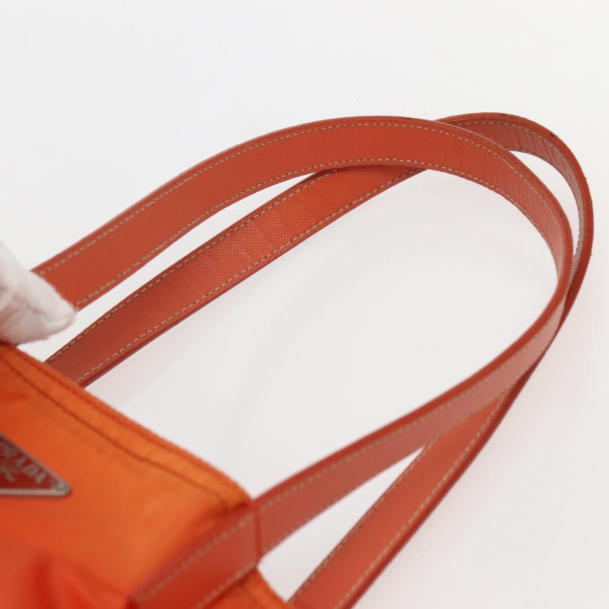 PRADA Tote Bag Nylon Orange Silver Auth 142868