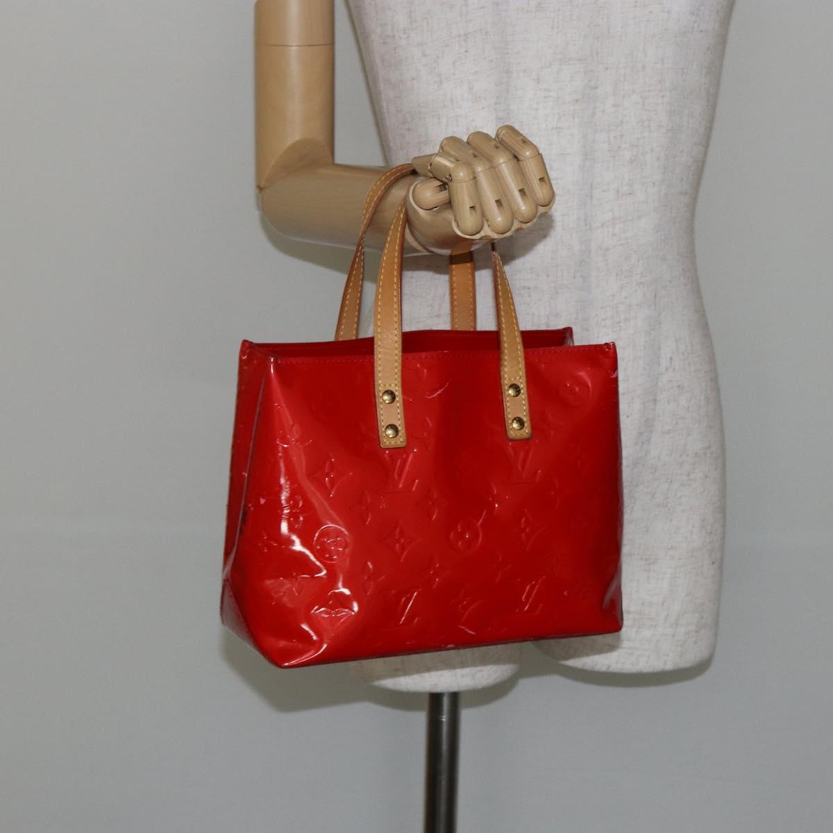 LOUIS VUITTON Monogram Vernis Reade PM Hand Bag Red Rouge M91088 LV Auth 142871