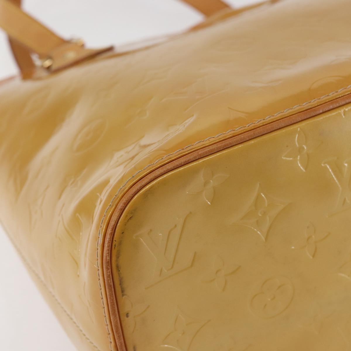 LOUIS VUITTON Monogram Vernis Houston Hand Bag Beige M91004 LV Auth 142874