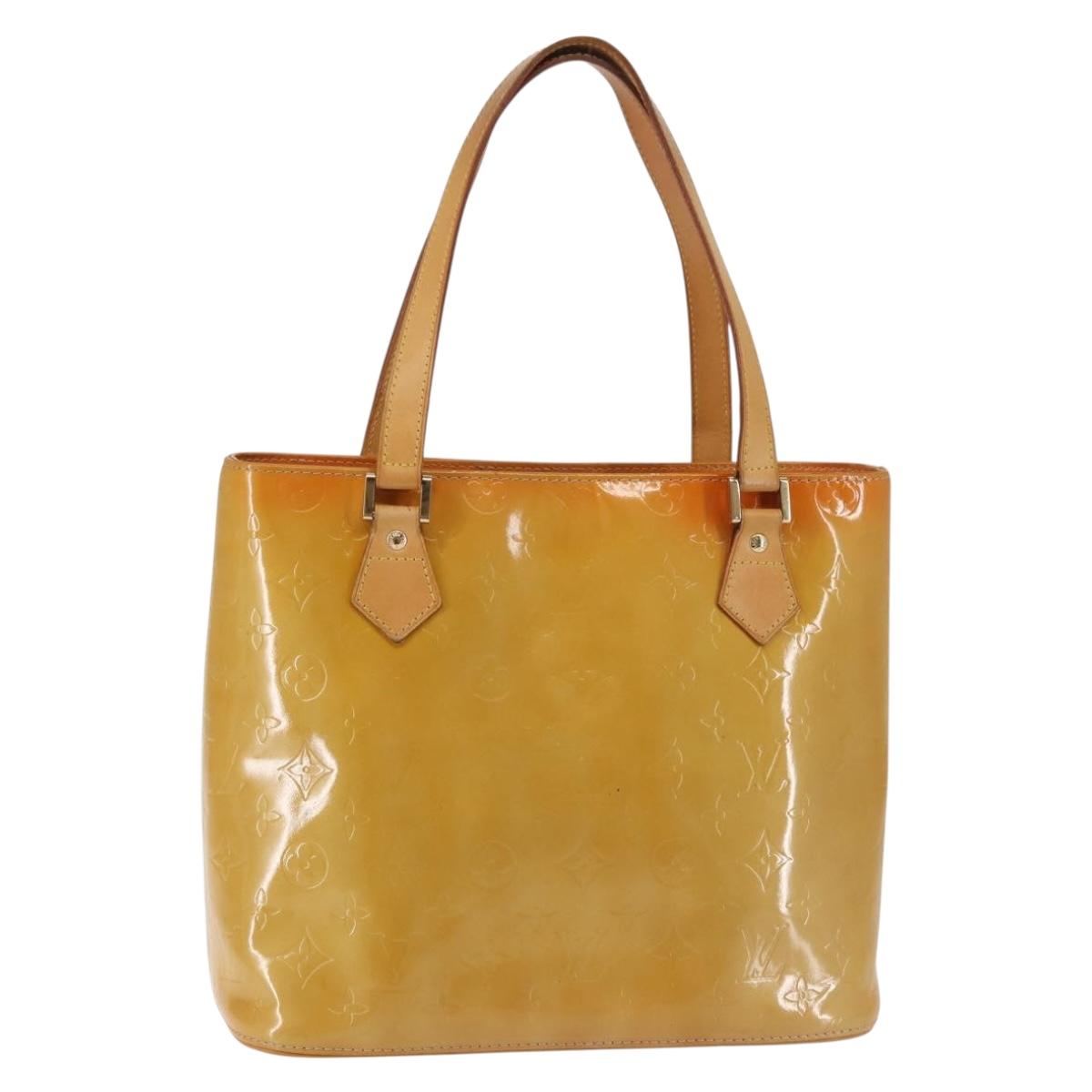 LOUIS VUITTON Monogram Vernis Houston Hand Bag Beige M91004 LV Auth 142874