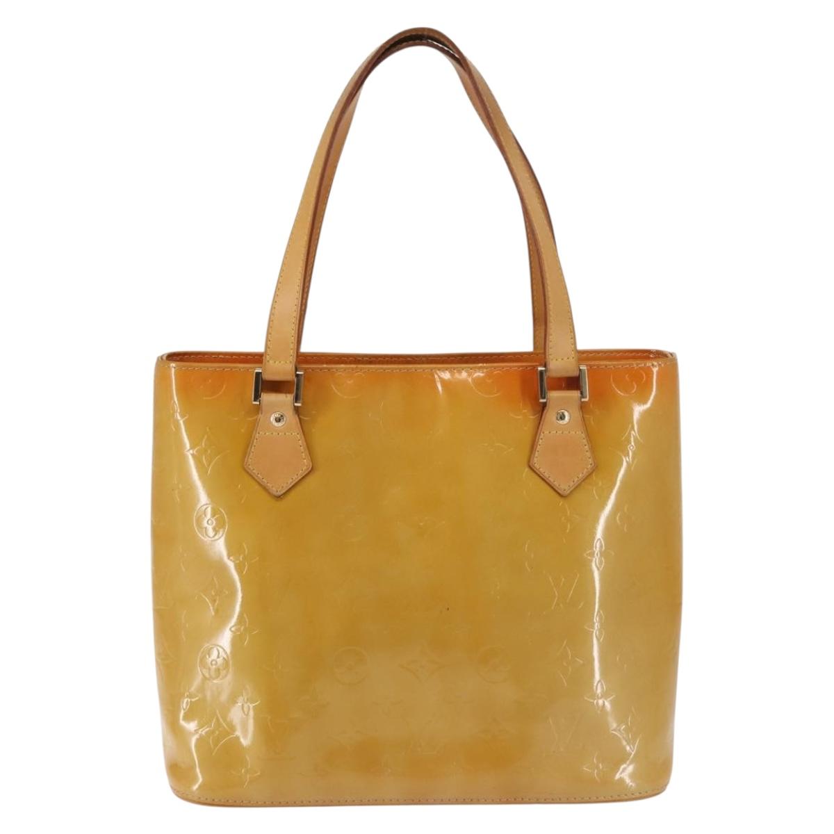 LOUIS VUITTON Monogram Vernis Houston Hand Bag Beige M91004 LV Auth 142874