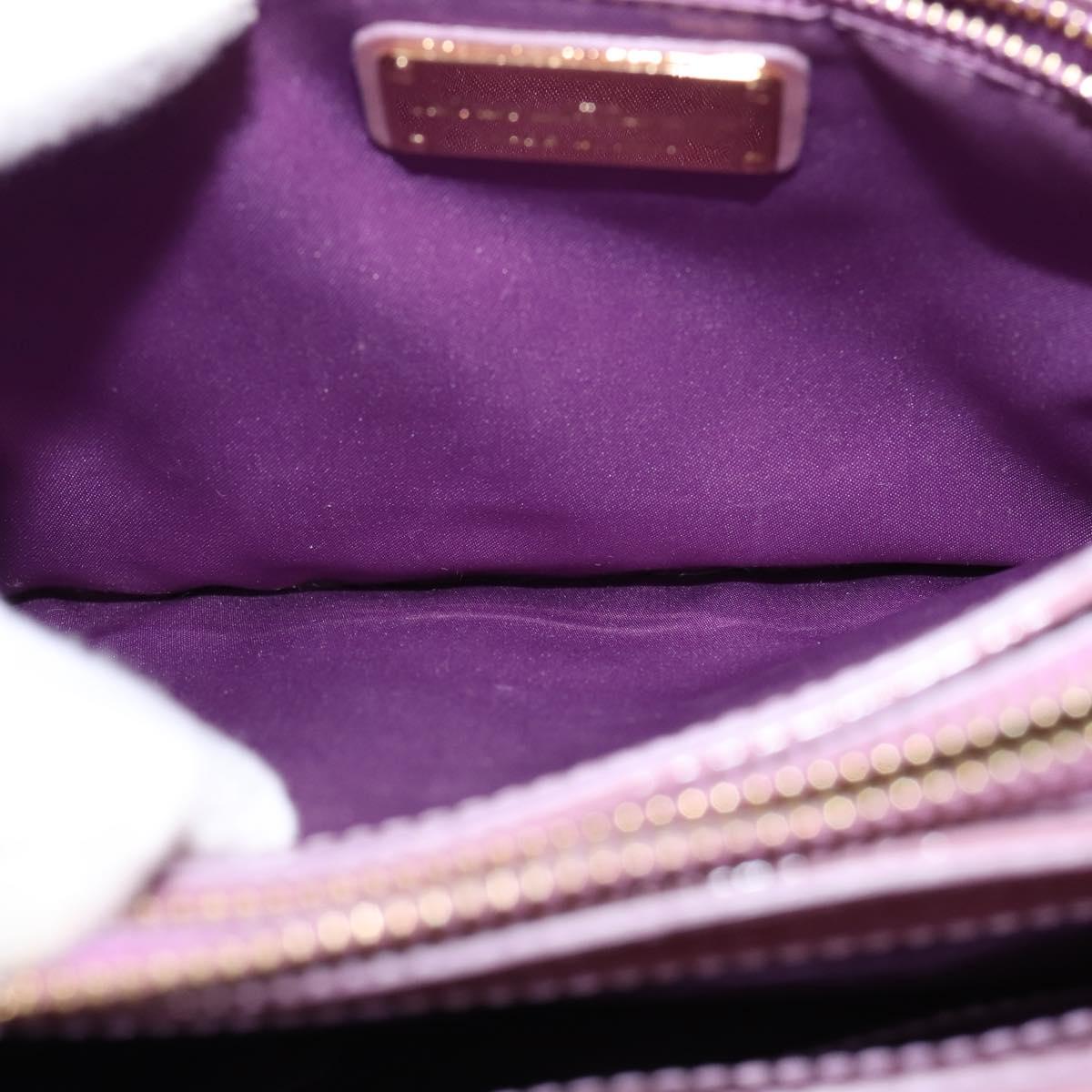Salvatore Ferragamo Vala Hand Bag Enamel 2way Purple Gold Auth 142888