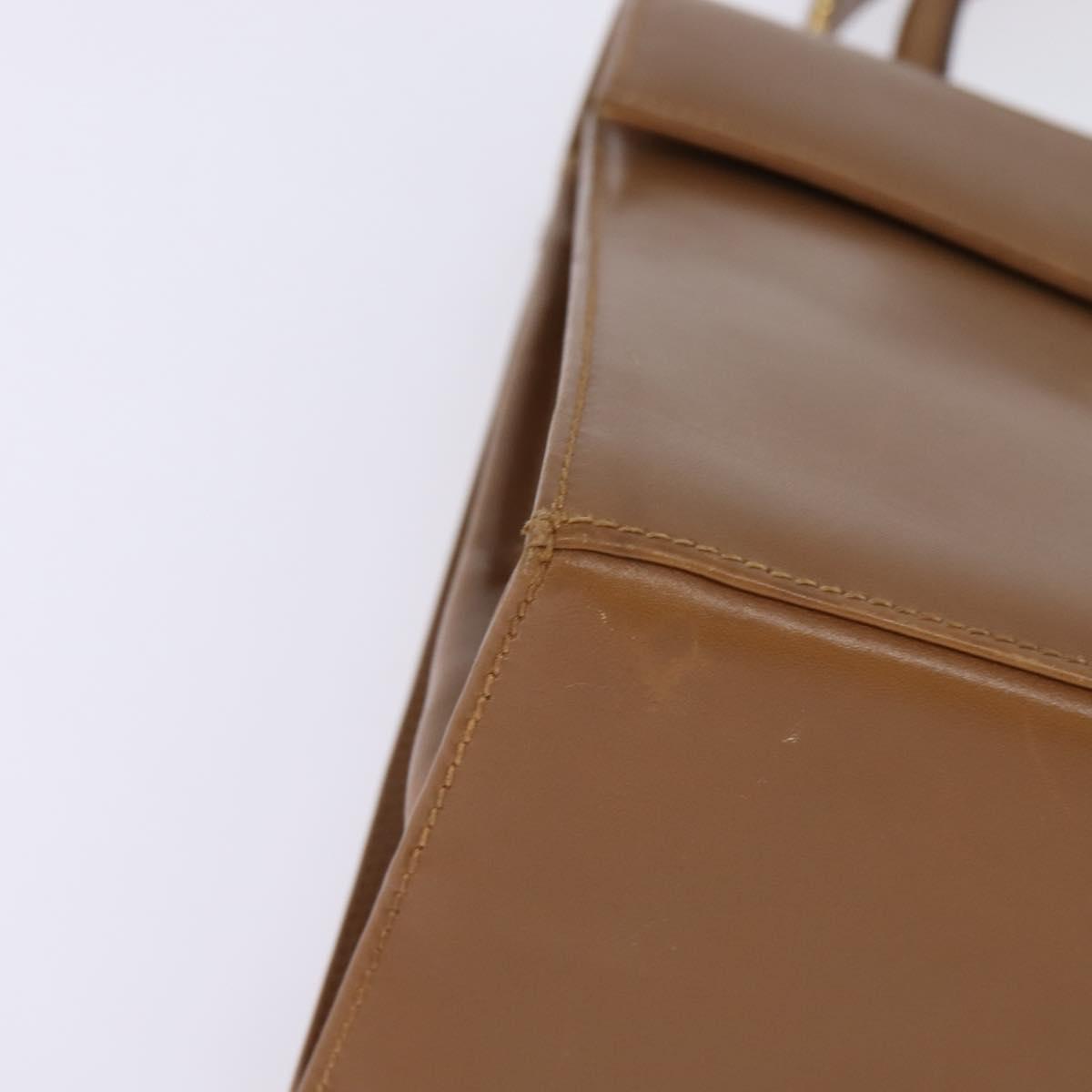 Salvatore Ferragamo Gancini Hand Bag Leather 2way Brown Gold Auth 142889