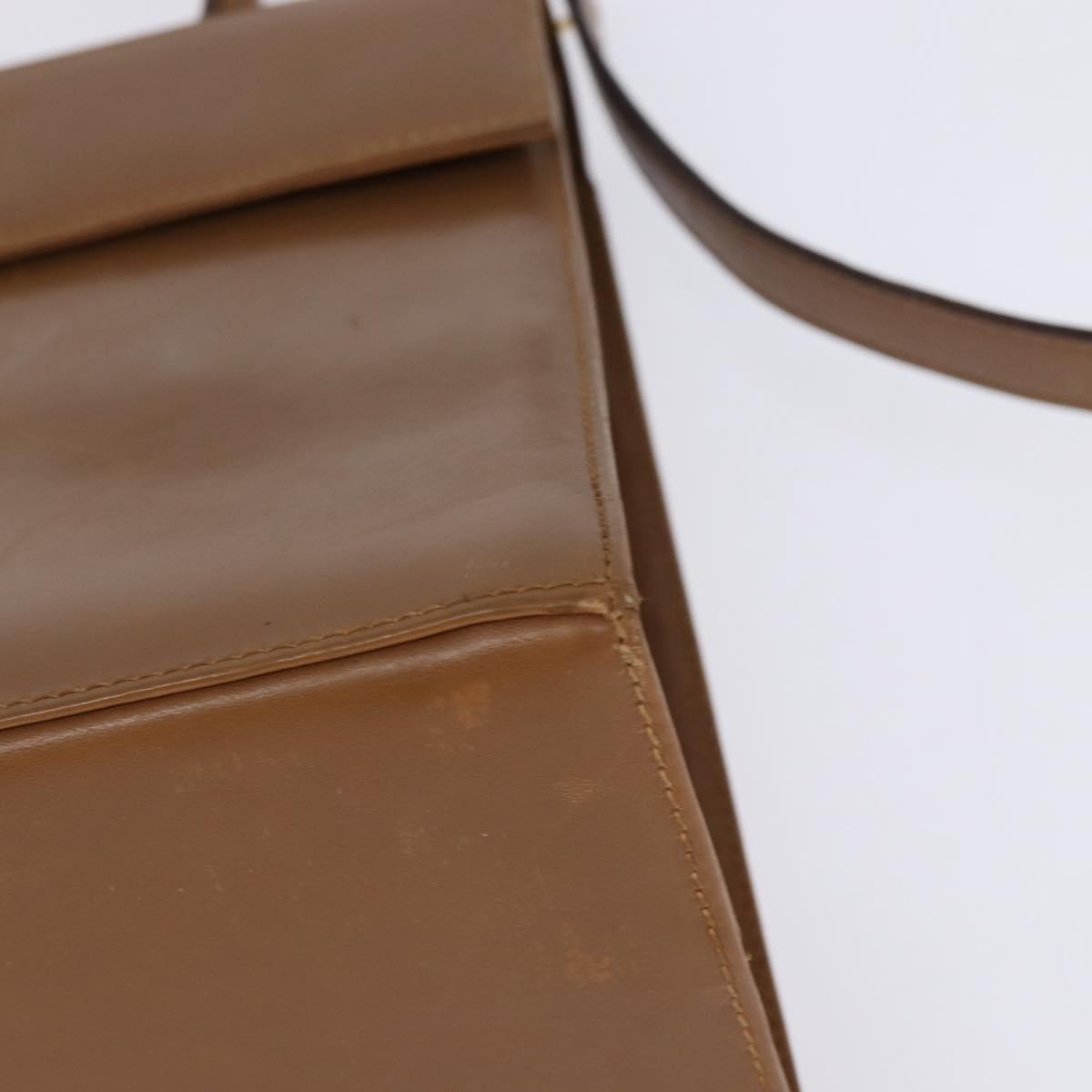 Salvatore Ferragamo Gancini Hand Bag Leather 2way Brown Gold Auth 142889