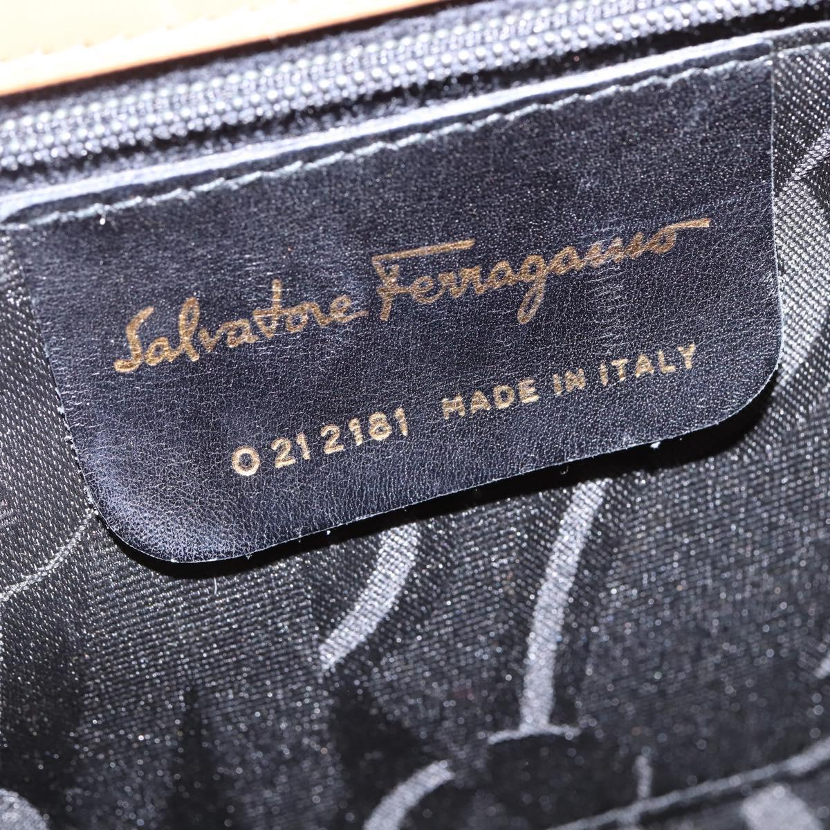 Salvatore Ferragamo Gancini Hand Bag Leather 2way Brown Gold Auth 142889