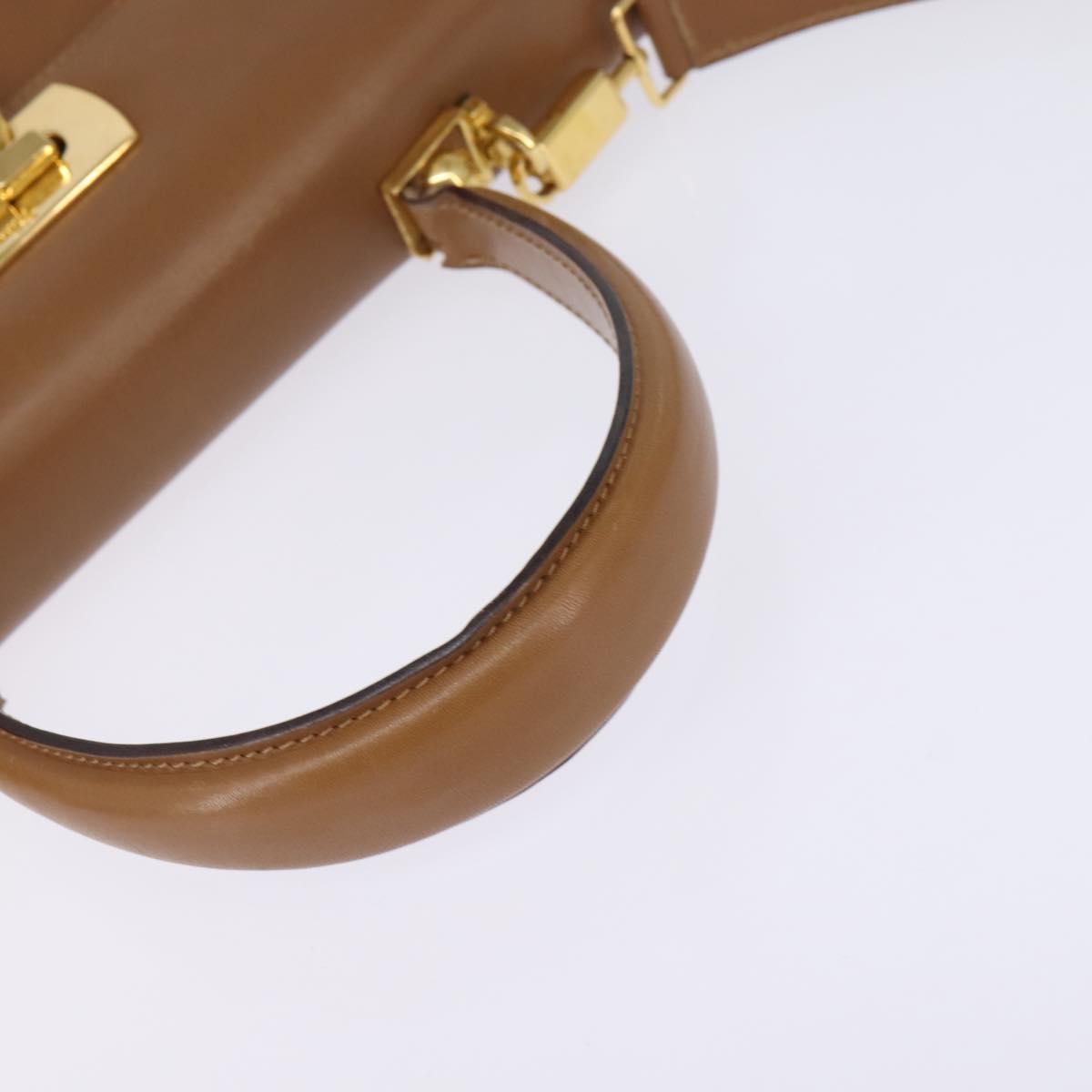 Salvatore Ferragamo Gancini Hand Bag Leather 2way Brown Gold Auth 142889