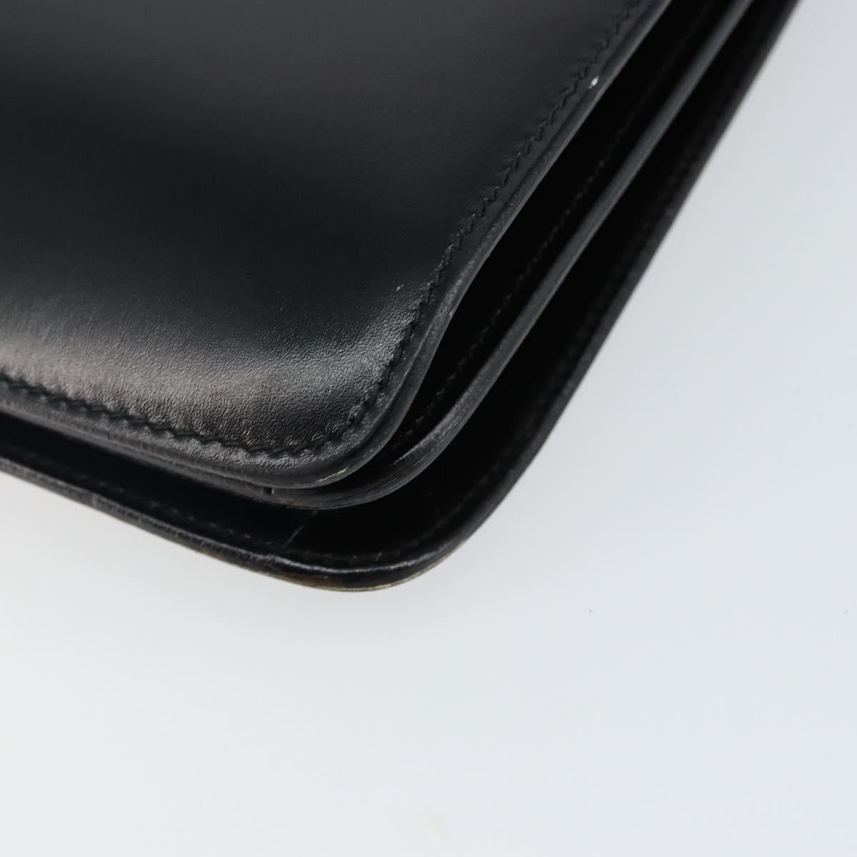 CELINE Hand Bag Leather Black Gold Auth 142890
